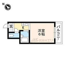ハイツ玉川5 ワンルームの間取図画像