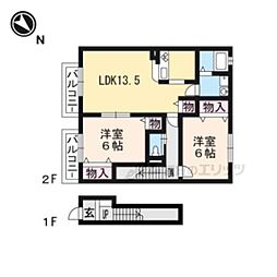 モンソレイユA 2LDKの間取図画像