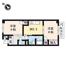 サープラス池田 2DKの間取図画像