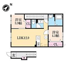 chouette 2LDKの間取図画像