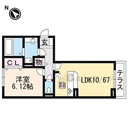セジュール・サンフィールド 1LDKの間取図画像