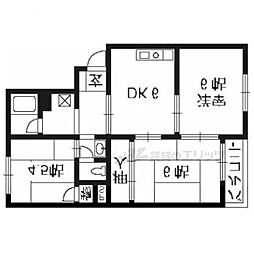 クッキィーD棟 3DKの間取図画像
