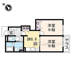 ブレ・リヴェールアンジュ 2DKの間取図画像