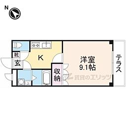 ハーモニーフィールド 1Kの間取図画像