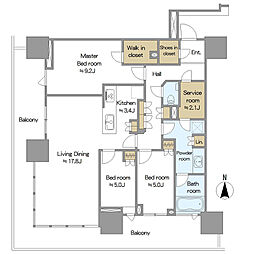 幕張ベイパークミッドスクエアタワー 3LDKの間取図画像