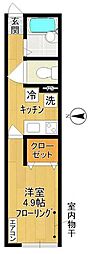 京王相模原線 稲城駅 徒歩6分の賃貸アパート 1階1Kの間取り