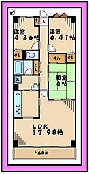 バードタウン7番館 5階3LDKの間取り