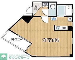 ビラサンライト 203 2階ワンルームの間取り