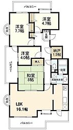 小田急小田原線 新百合ヶ丘駅 徒歩15分の賃貸マンション 1階4LDKの間取り