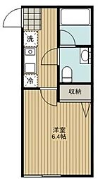 小田急小田原線 読売ランド前駅 徒歩7分の賃貸アパート 2階1Kの間取り