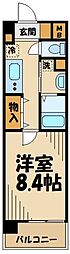 京王線 調布駅 徒歩8分の賃貸マンション 1階1Kの間取り