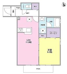 小田急小田原線 経堂駅 徒歩7分の賃貸アパート 1階1LDKの間取り