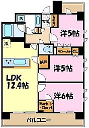 東急田園都市線 梶が谷駅 徒歩2分の賃貸マンション 5階3LDKの間取り