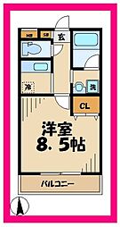 楓 1Kの間取図画像