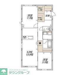 (仮)末長4丁目メゾン 2LDKの間取図画像