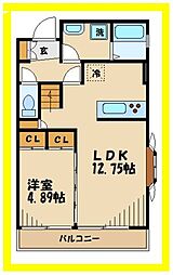 カンフローエンス・久地 1LDKの間取図画像