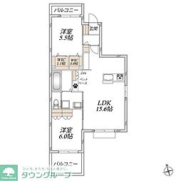 メゾンドゥミューズ 2LDKの間取図画像