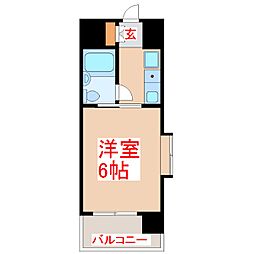 朝日プラザ上之園 1Kの間取図画像