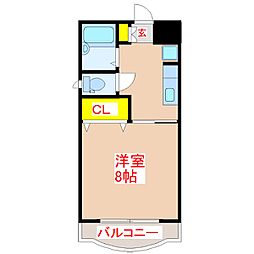 クィーンハイツ永吉 1Kの間取図画像