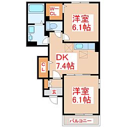 フオーレストガーデンA 2DKの間取図画像