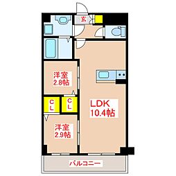 CH 2LDKの間取図画像