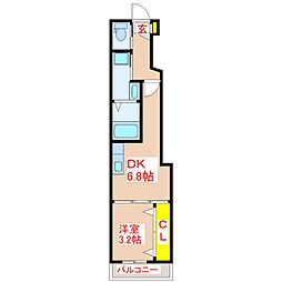 Zero上之園 1DKの間取図画像