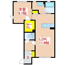 サンライズS&S 1LDKの間取図画像