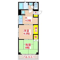 第1コーポ大八 2Kの間取図画像