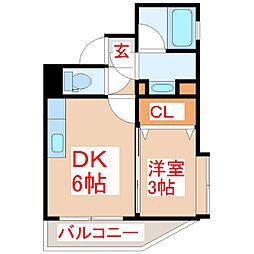 ツインコートタワー1番館 1DKの間取図画像