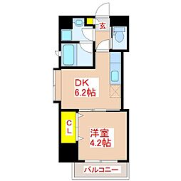 ツインコートタワー1番館 1DKの間取図画像