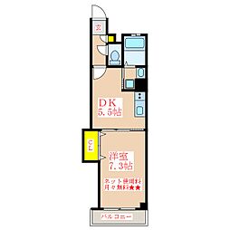ソレイユ上之園 1DKの間取図画像