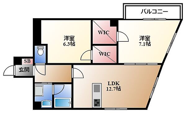 ベルカーサ西大須 ｜愛知県名古屋市中区大須1丁目(賃貸マンション2LDK・5階・65.16㎡)の写真 その2