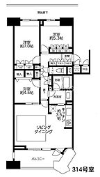 リビオシティウィングフィールド 2SLDKの間取り