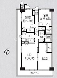 ソフィア茅ケ崎D棟 3LDKの間取図画像