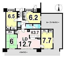 ロイヤルマンション北一色 4LDKの間取図画像