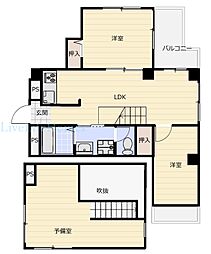 ガーデンヒルズ 4階2LDKの間取り