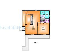 西浦マンション 1LDKの間取図画像