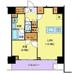 ジェノヴィア新宿中落合スカイガーデン 1LDKの間取図画像