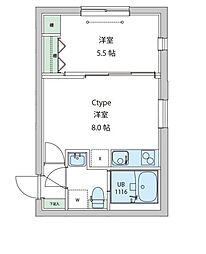 東京メトロ副都心線 西早稲田駅 徒歩7分の賃貸マンション 2階1LDKの間取り