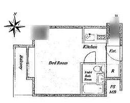 東急田園都市線 池尻大橋駅 徒歩6分の賃貸マンション 8階ワンルームの間取り