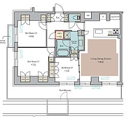 東急田園都市線 池尻大橋駅 徒歩7分の賃貸マンション 8階3LDKの間取り