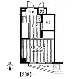 高田馬場リハイム 1Kの間取図画像