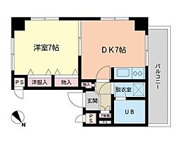 東急目黒線 不動前駅 徒歩9分の賃貸マンション 2階1DKの間取り