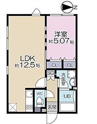 東急目黒線 不動前駅 徒歩6分の賃貸マンション 1階1LDKの間取り