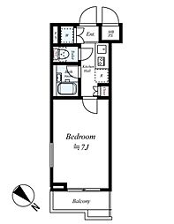 JR山手線 高田馬場駅 徒歩10分の賃貸マンション 3階1Kの間取り