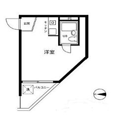 東京メトロ南北線 麻布十番駅 徒歩2分の賃貸マンション 3階ワンルームの間取り