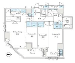 JR山手線 恵比寿駅 徒歩7分の賃貸マンション 4階3SLDKの間取り