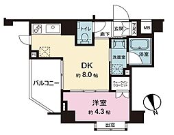 東京メトロ東西線 早稲田駅 徒歩6分の賃貸マンション 6階1LDKの間取り