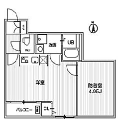 東京メトロ東西線 落合駅 徒歩5分の賃貸アパート 2階ワンルームの間取り