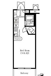 都営大江戸線 中井駅 徒歩4分の賃貸マンション 1階ワンルームの間取り